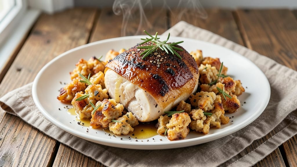 Baked Chicken Breast With Stove Top Stuffing Recipe: Juicy Chicken and Herbed Dumplings in One Pan