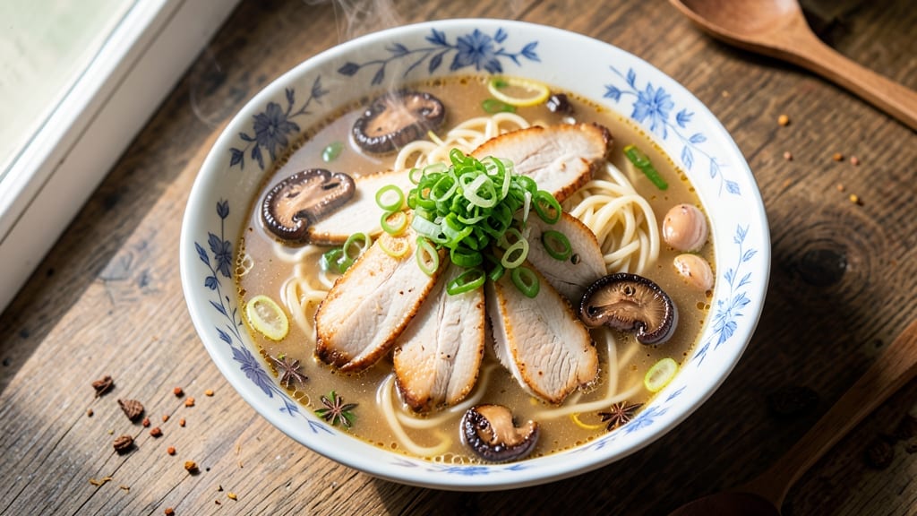 Asian Style Chicken Noodle Soup Recipe: Fragrant Ginger and Star Anise Broth
