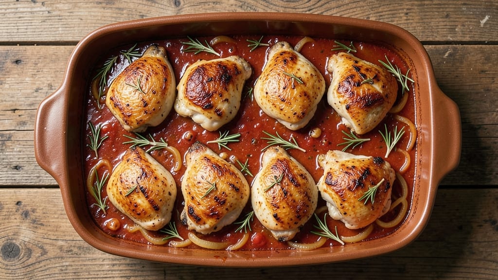 Baked Chicken Thighs in Tomato Sauce Recipe: Slow-Simmered Richness With Herbed Crust