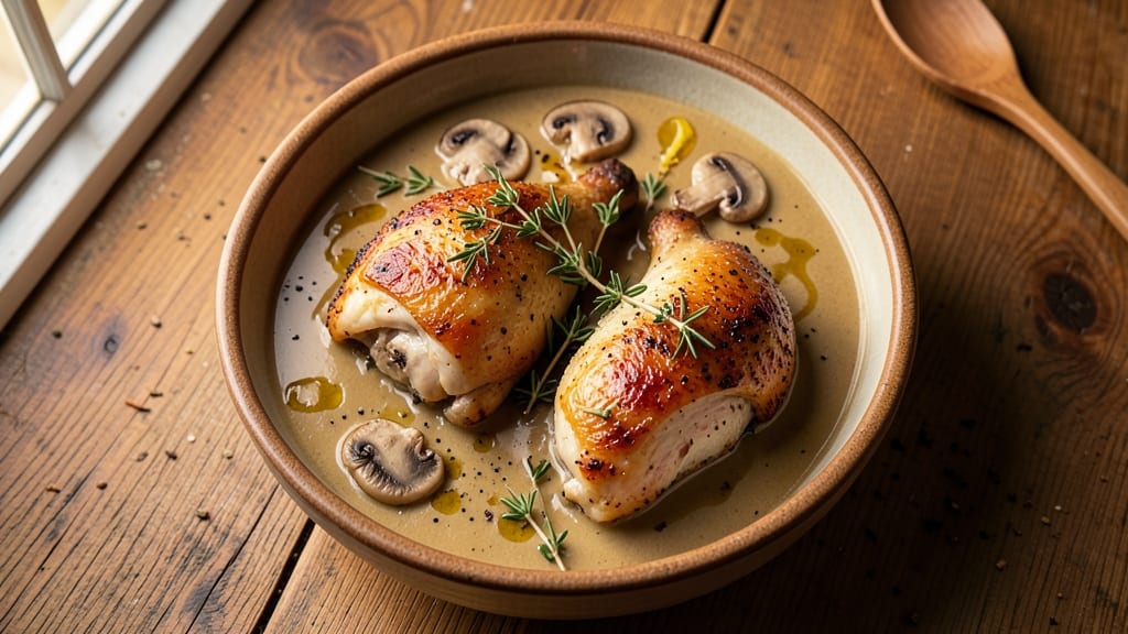 Baked Chicken Thighs With Cream Of Mushroom Soup Recipe: Foil-Sealed Juiciness and Rich Sauce Fusion