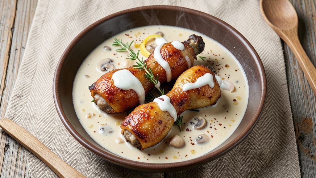 Baked Chicken Drumsticks with Cream of Mushroom Soup Recipe: Rich Mushroom Gravy Baked to Juicy Perfection