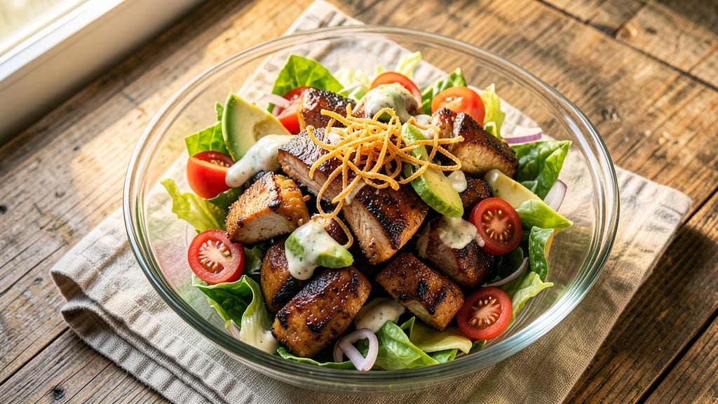 Barbecue Chicken Chopped Salad Recipe: Smoky Crisp Chicken Over Cooling Ranch Dressing