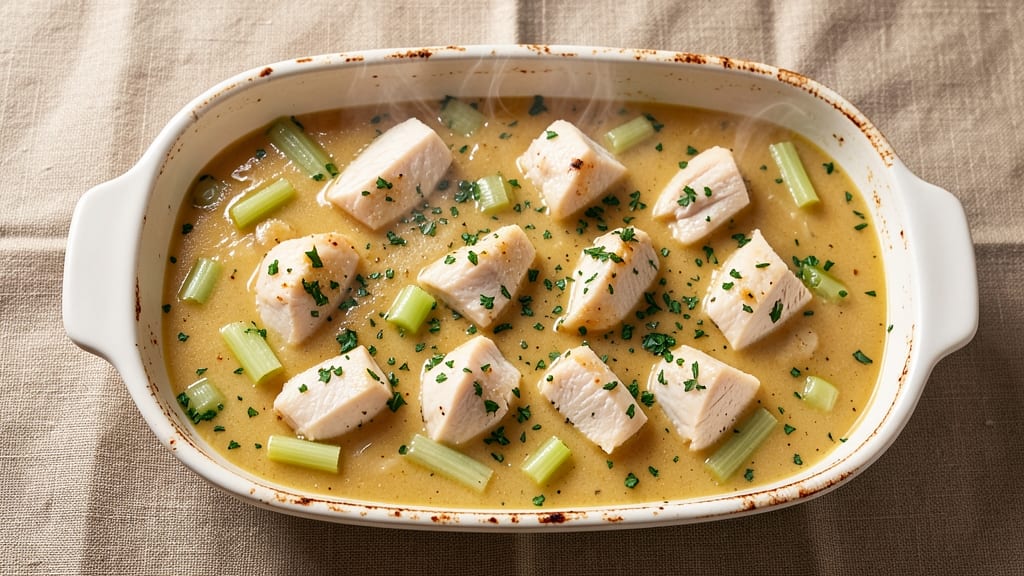 Campbell's Cream of Chicken Casserole Recipe: Celery-Crusted Top and Creamy Layer Magic