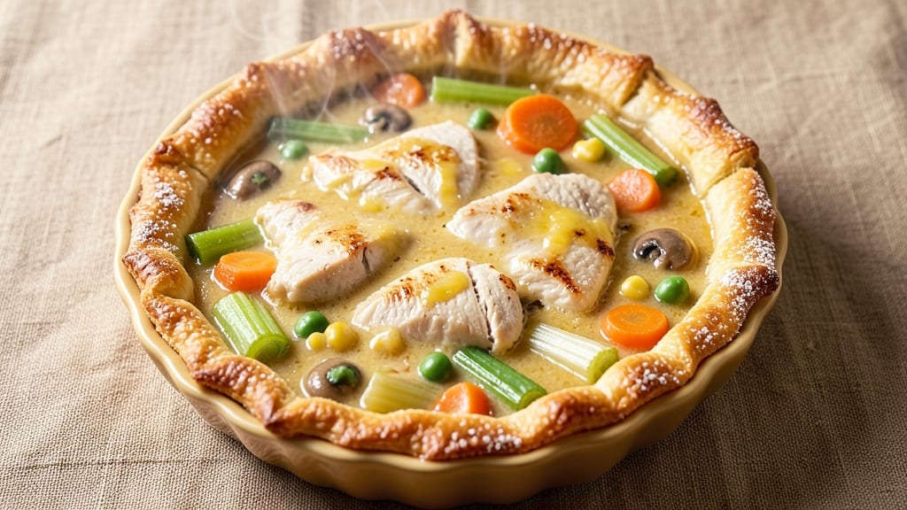 Campbell's Cream of Chicken Pot Pie Recipe: Crispy Celery Crown Over Velvety Filling