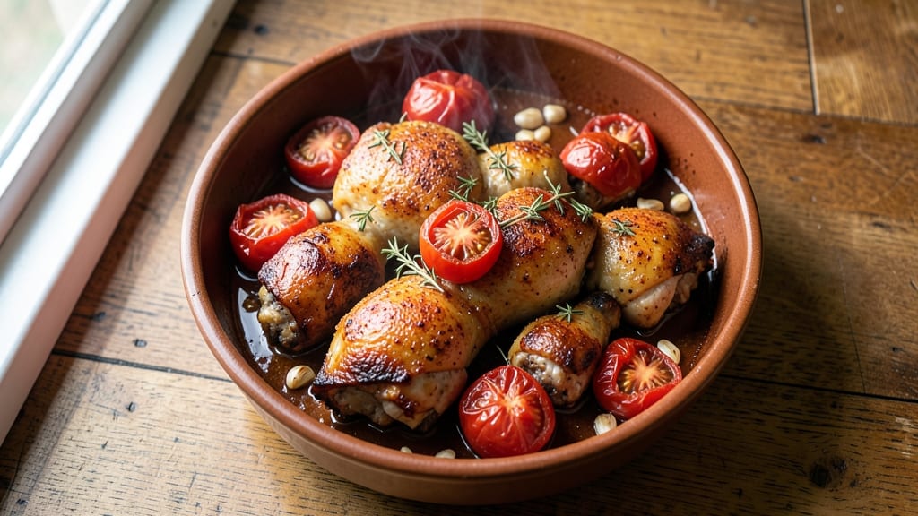 Chicken Drumsticks Tomato Recipe: Smoky Garlic Roast With Caramelized Tomatoes