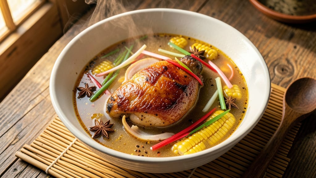 Authentic Chinese Chicken and Corn Soup Recipe: Fragrant Ginger-Star Anise Broth with Silky Dumplings