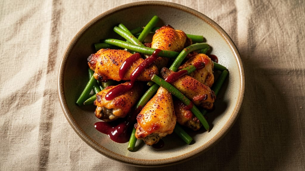 Gordon Ramsay Chicken Wings and Green Beans Recipe: Crispy Wings with Almond-Fried Greens
