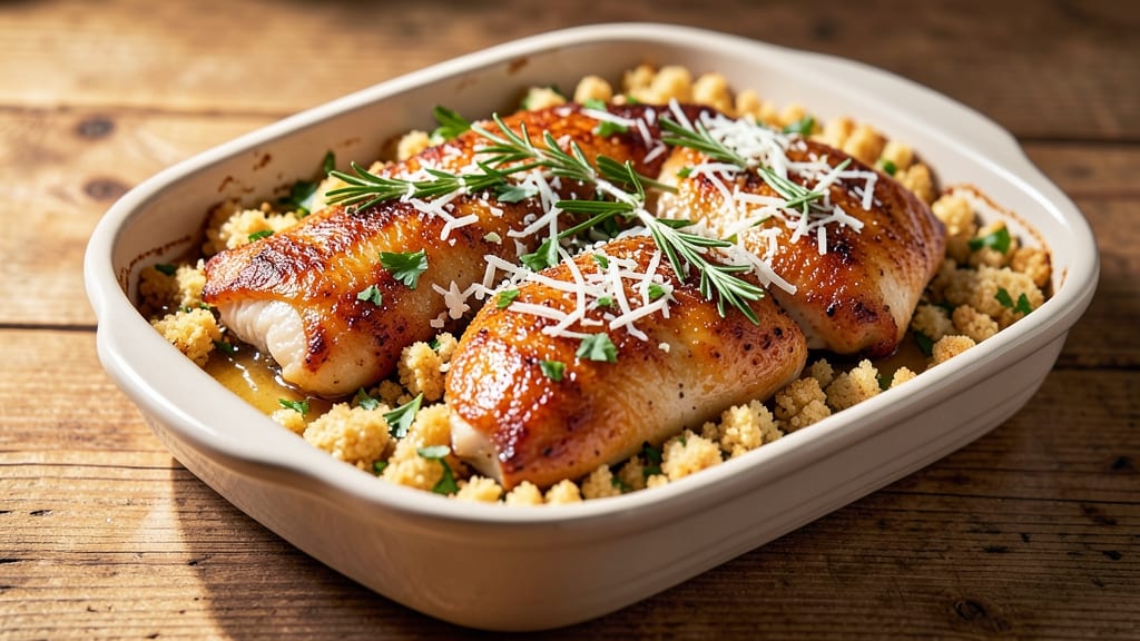 Grandma's Chicken Bake Recipe: Herbed Breadcrumb Crust and Juicy Centers