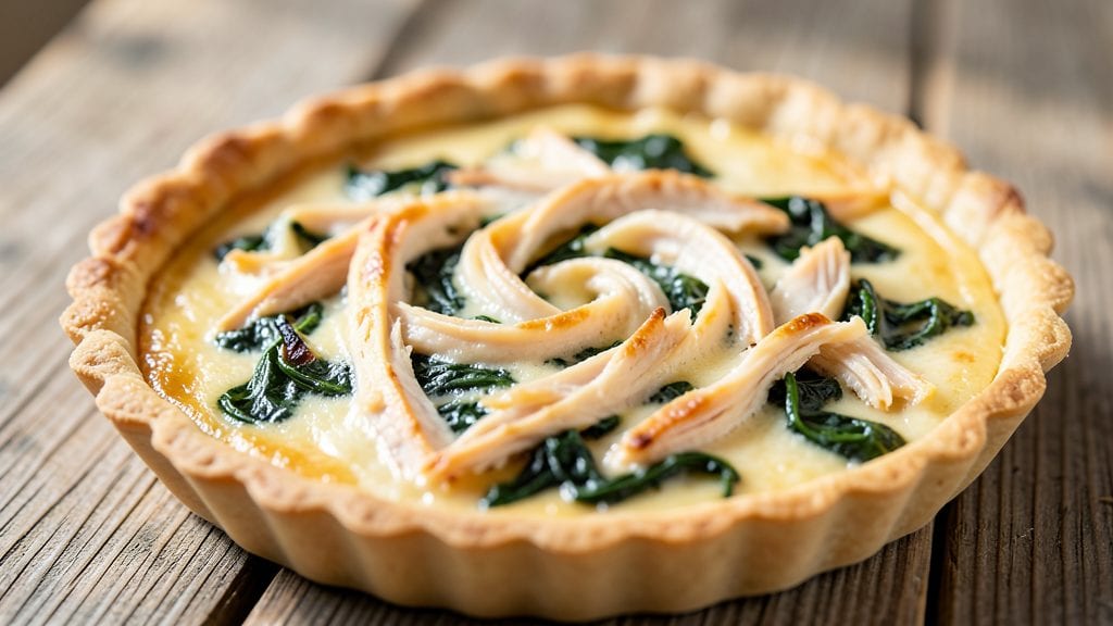 Spinach Chicken Quiche Recipe: Flaky Crust With Melty Cheese Center